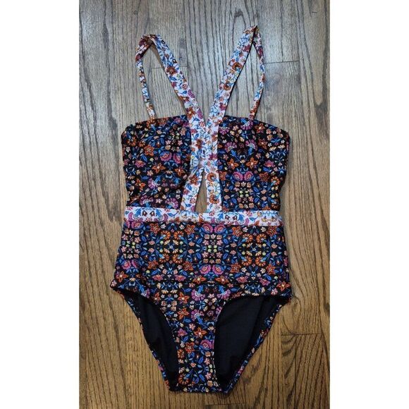Laundry By Design Floral One Piece Swimsuit Bathingsuit Women's Size Small